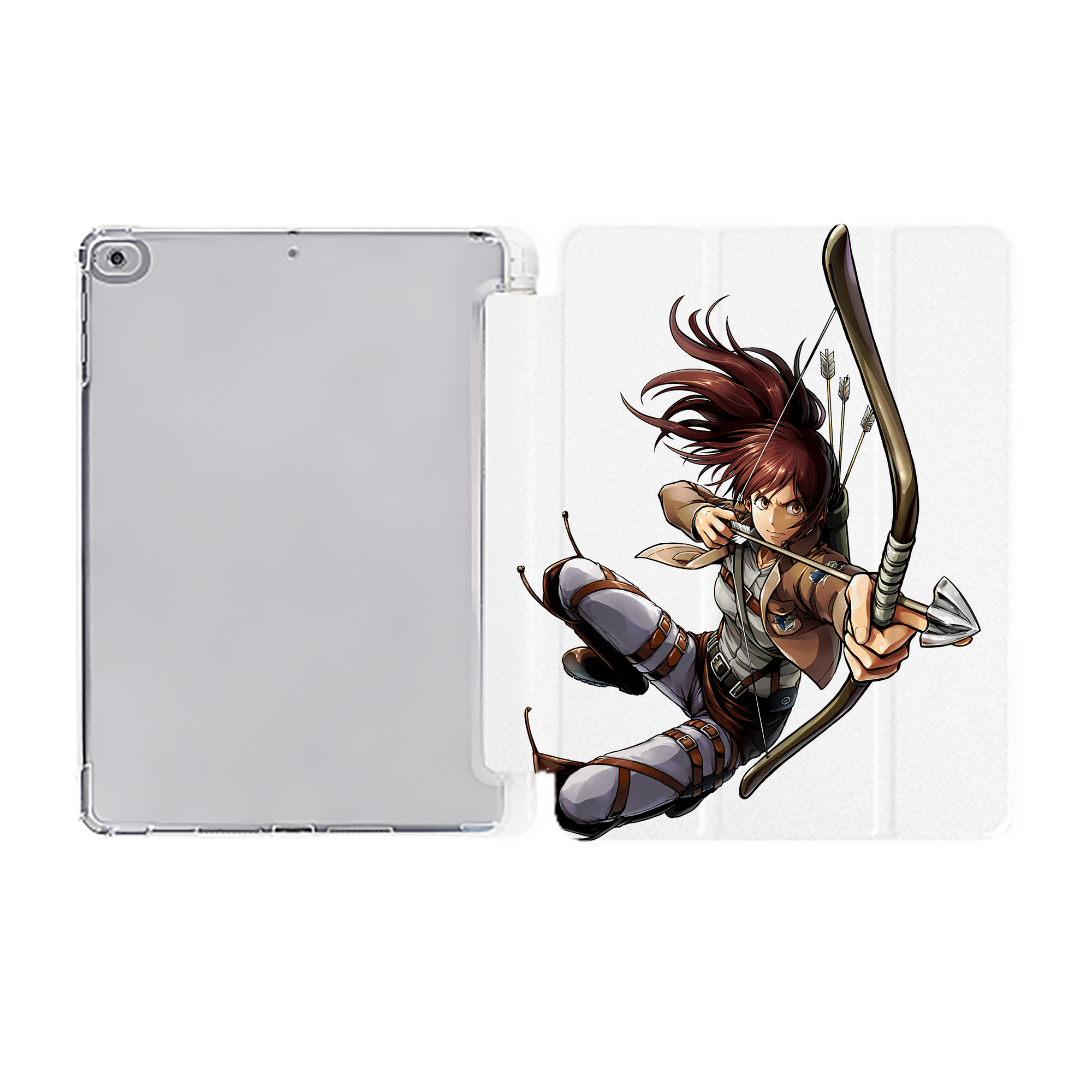 （画像用） 進撃の巨人 サシャ·ブラウス Attack on Titan Sasha Blaus IPad ケース ペン収納付き 三つ折りスタンド PUレザー×シリコン 対応機種9.5/10.5/10.9インチ